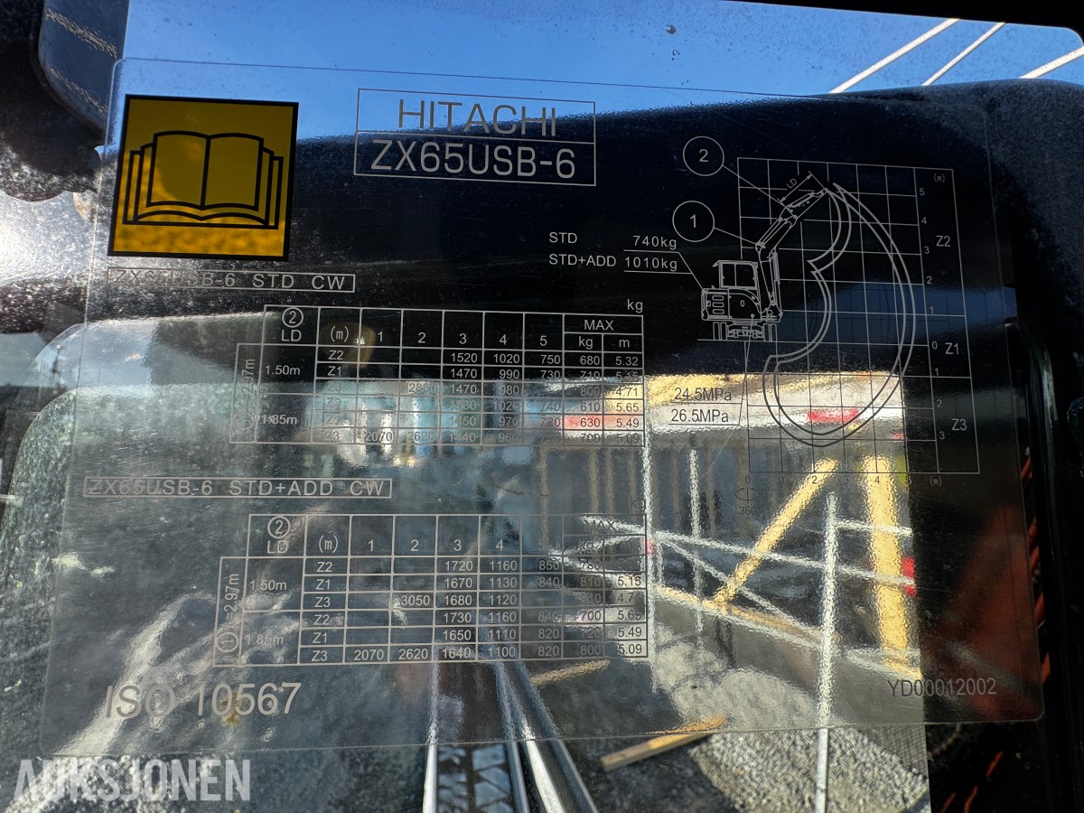 2021 Hitachi ZX65USB-6 CLR minigraver 6 tonn - Sentralsmøring - Tiltrotator - Pussskuffe - Graveskuffe - Sertifisert