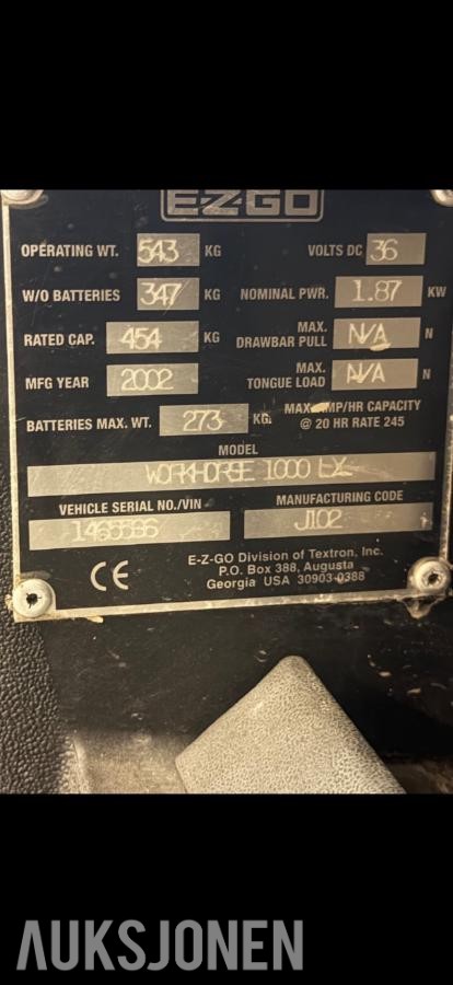 2002 EZGO WorkHorse 1000 LX golfbil