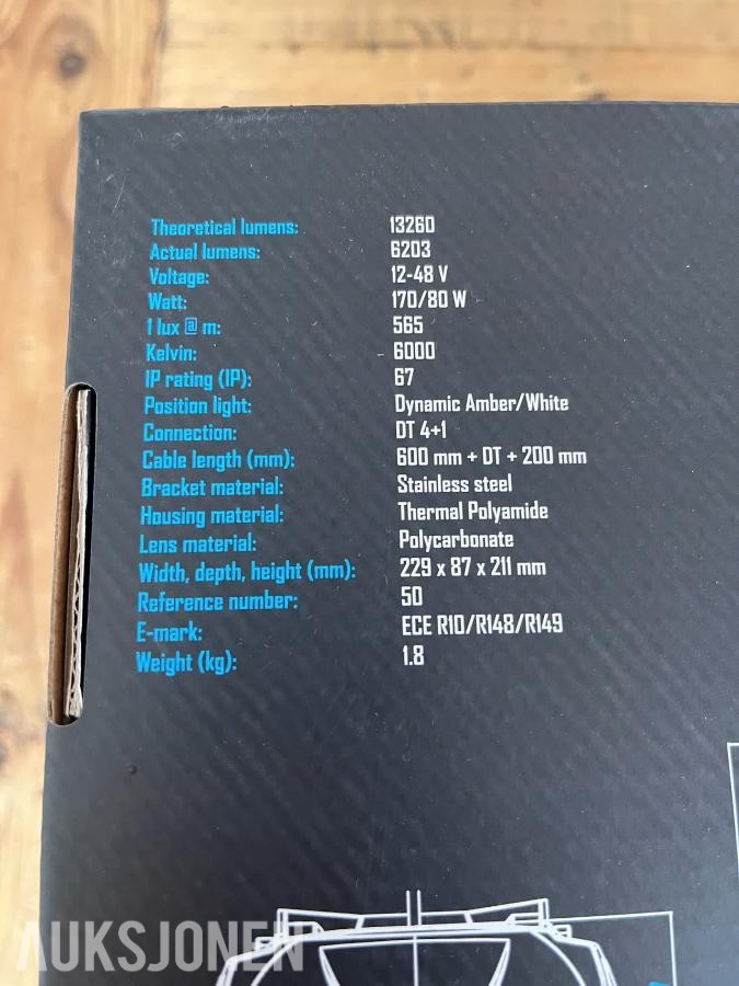 Raw Carbon 9'' LED ekstralys, 2 stk
