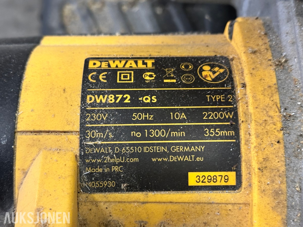 DeWalt DW872-QS metallkappemaskin 355 mm – 2200 W