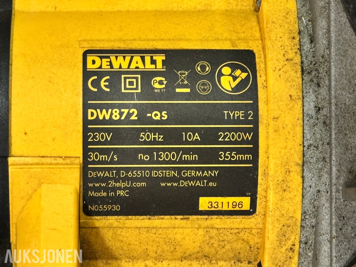 DeWalt DW872-QS metallkappsag 2200 W – 355 mm