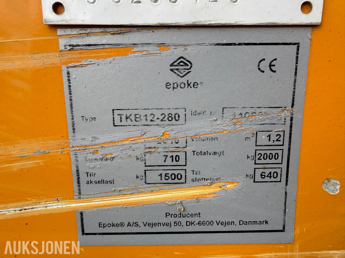 Epoke TKB 12-280 etterhengende spreder 1,2 m³