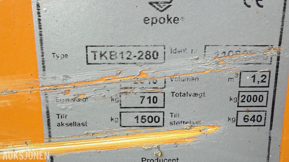 Epoke TKB 12-280 etterhengende spreder 1,2 m³