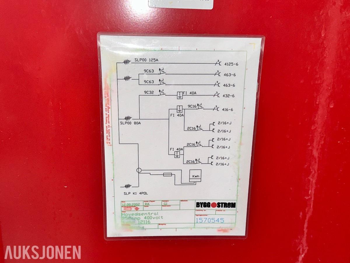 Bygg-Strøm byggestrømskap 400 V / 125 A – med stativ