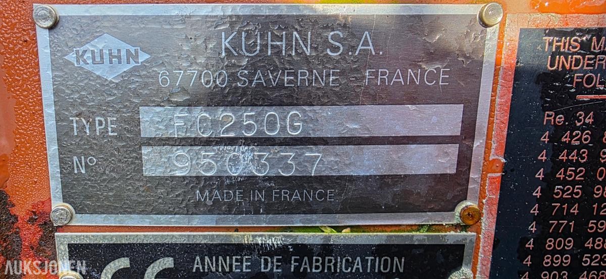 1995 KUHN Slåmaskin FC250G - Slåmaskin - Stengelbehhandler