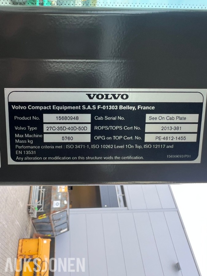 2017 Volvo ECR35D minigraver med 3 skuffer
