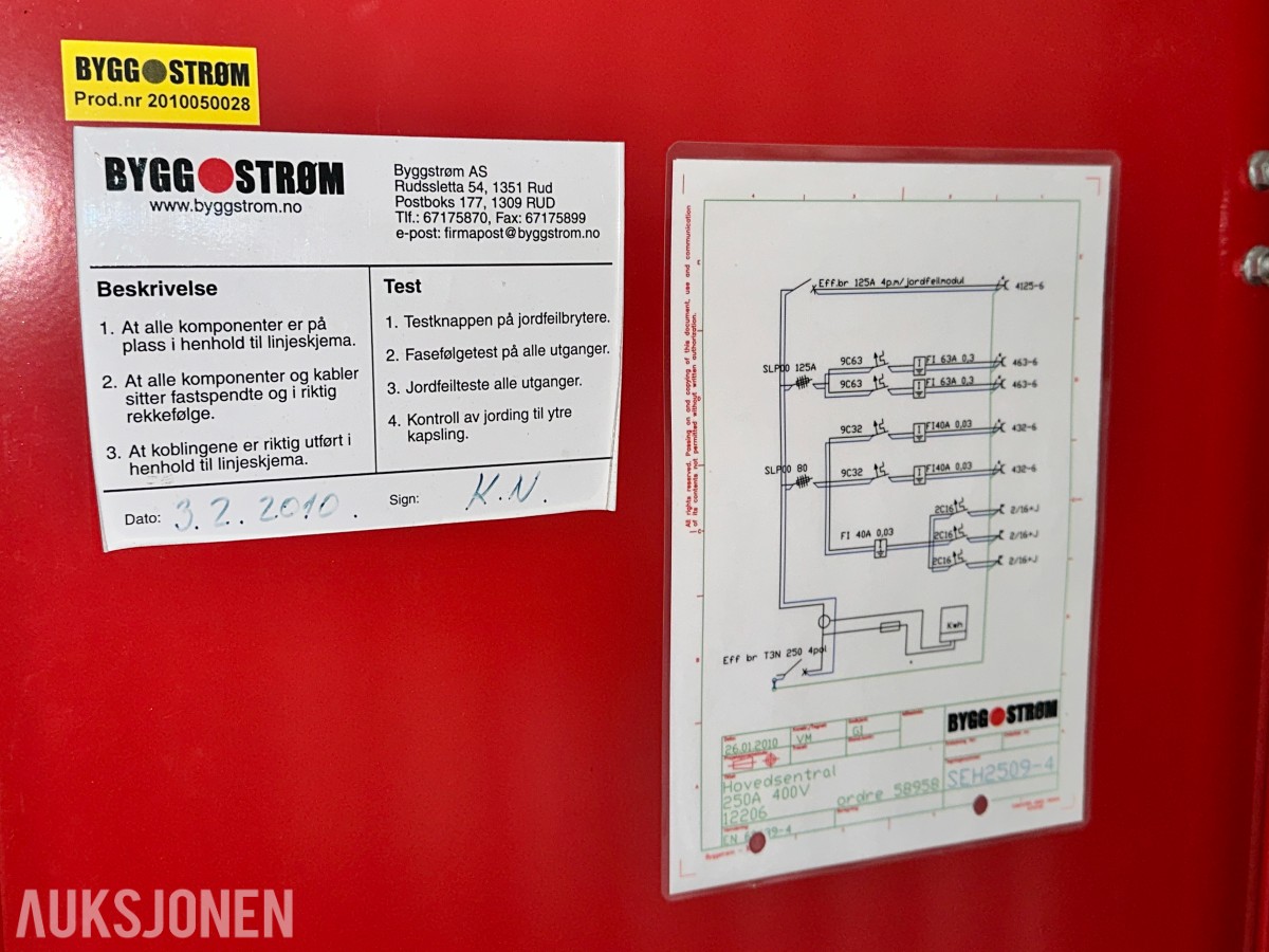 Bygg-Strøm hovedsentral 250A 400V – byggestrømsentral med stativ