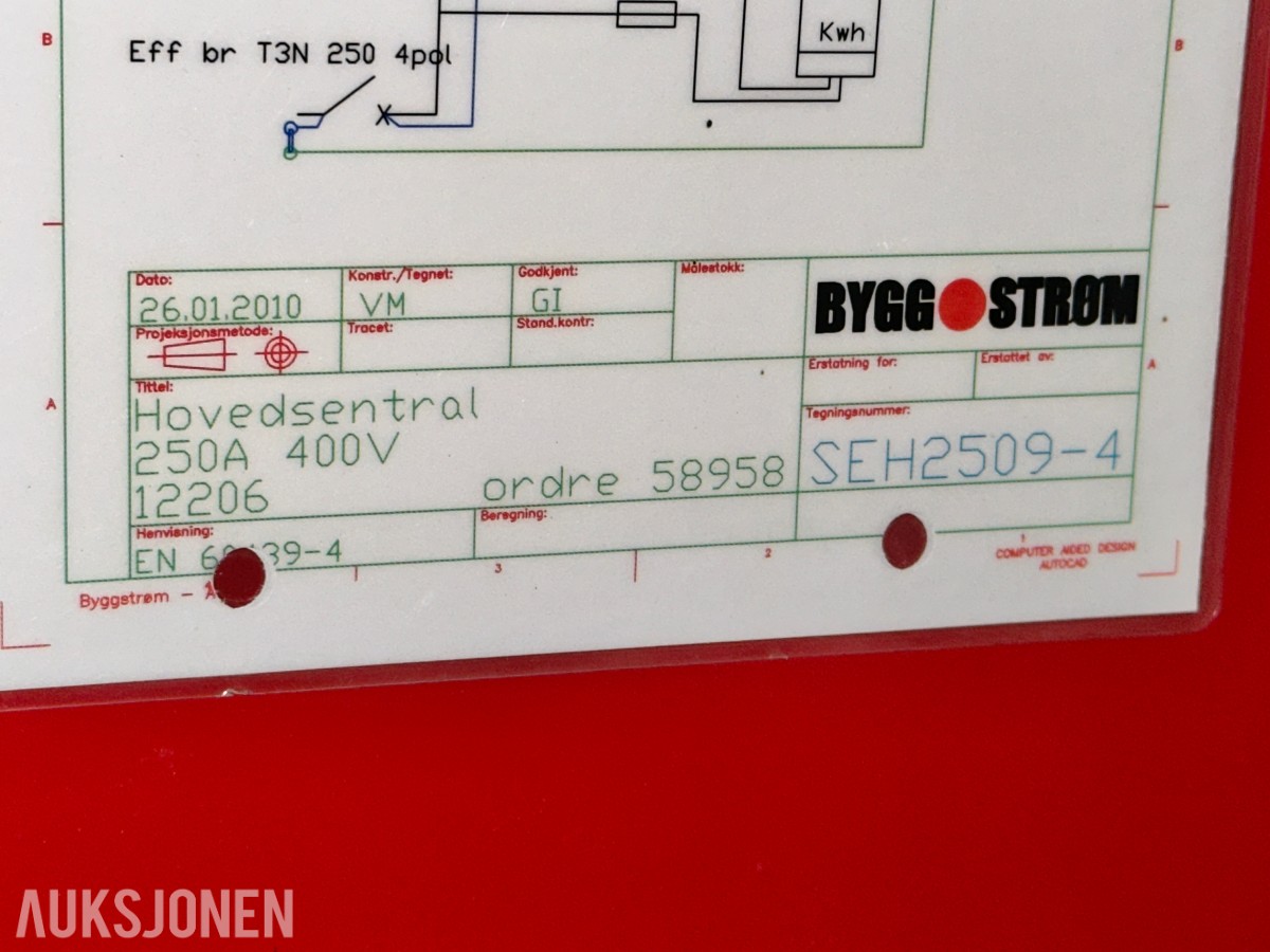 Bygg-Strøm hovedsentral 250A 400V – byggestrømsentral med stativ