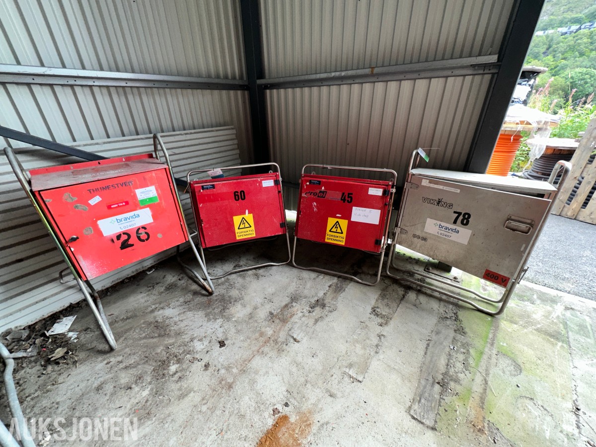 4 stk byggestrømskap / fordelingsskap – 230 V og 400 V