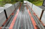 Istrail 3-akslet semitrailer, åpent plan, containerfester