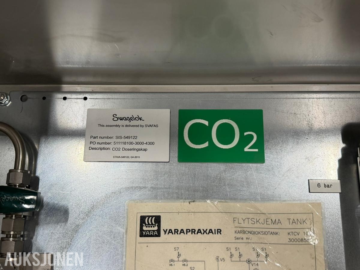 3 stk Rustfrie skap for CO2 dosering