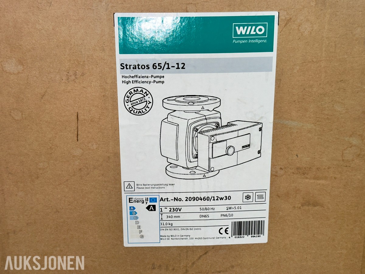 4 stk. Wilo Stratos sirkulasjonspumper – ubrukt – selges samlet