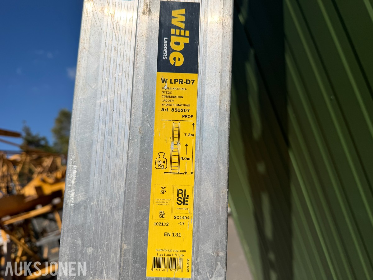 2 STK WIBE UTSKYVBARE / SKJØTESTIGE ALUMINIUMSTIGER – OPPTIL 7,3 M