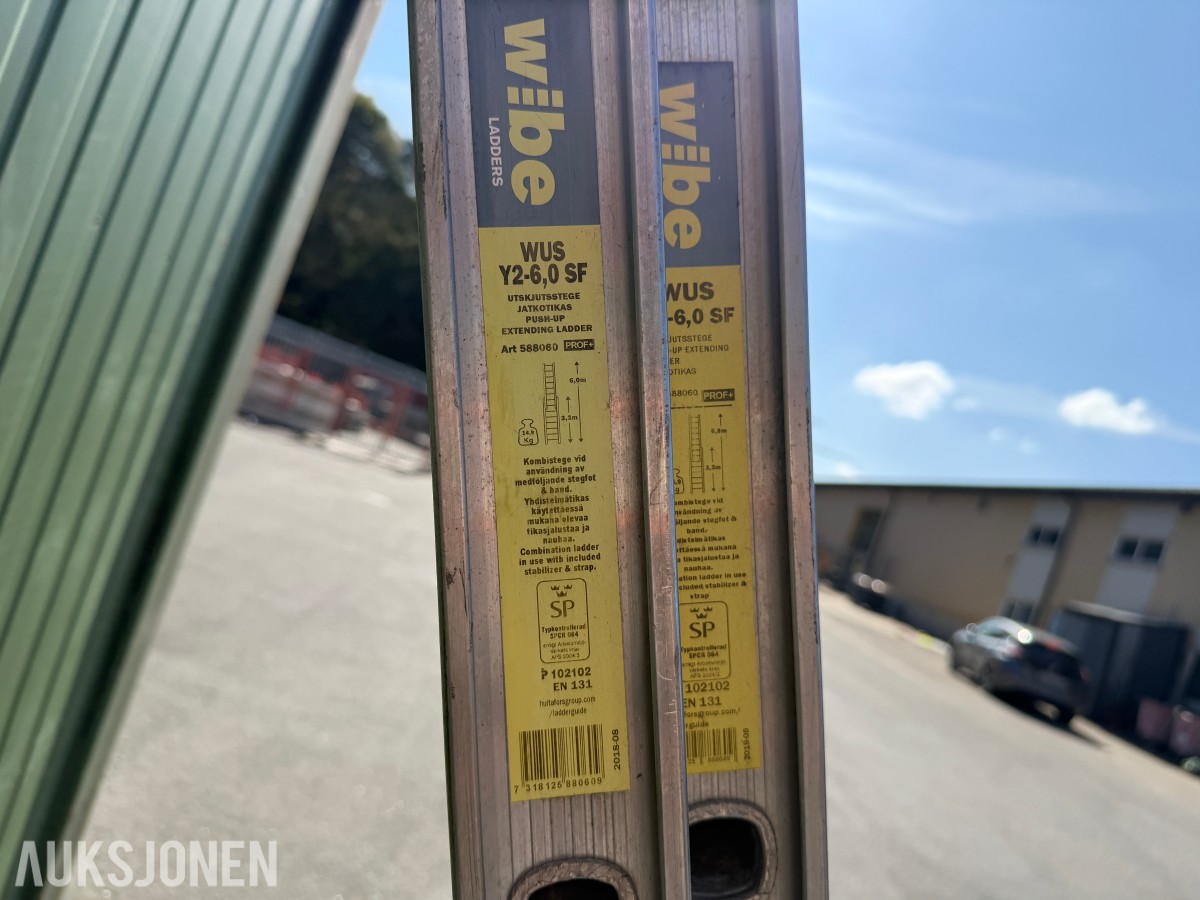 2 STK WIBE UTSKYVBARE / SKJØTESTIGE ALUMINIUMSTIGER – OPPTIL 7,3 M