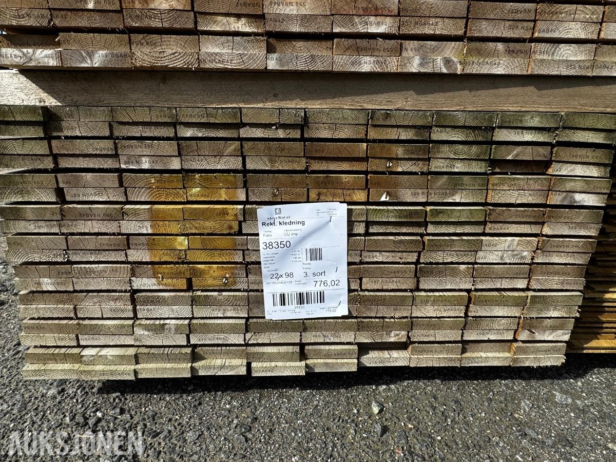 CU impregnert Rektangulær kledning - Furu 22x98 - 1 pakke - Totalt 776 meter