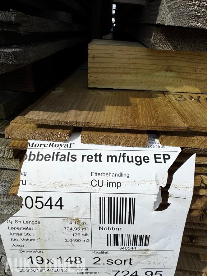 CU impregnert Dobbelfals Bordkledning - Rett med fuge - EP - Furu 19x148 - 724 meter