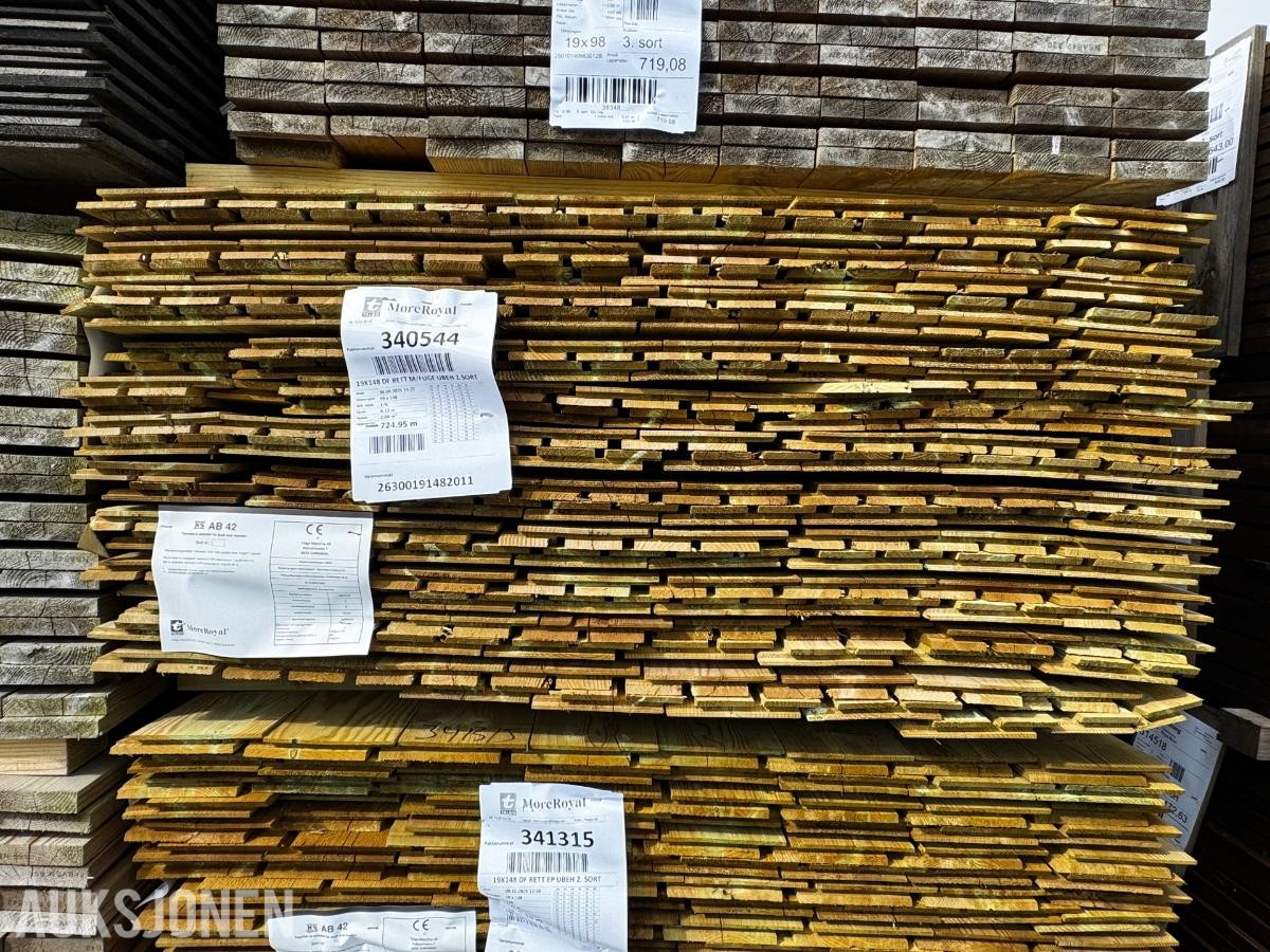 CU impregnert Dobbelfals Bordkledning - Rett med fuge - EP - Furu 19x148 - 724 meter