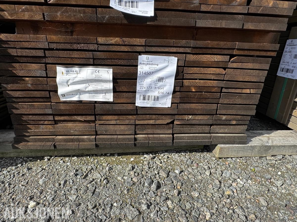 Royal impregnert Rektangulær kledning - Royal brun- Furu 22x173 - 1 pakke - Totalt 516 meter