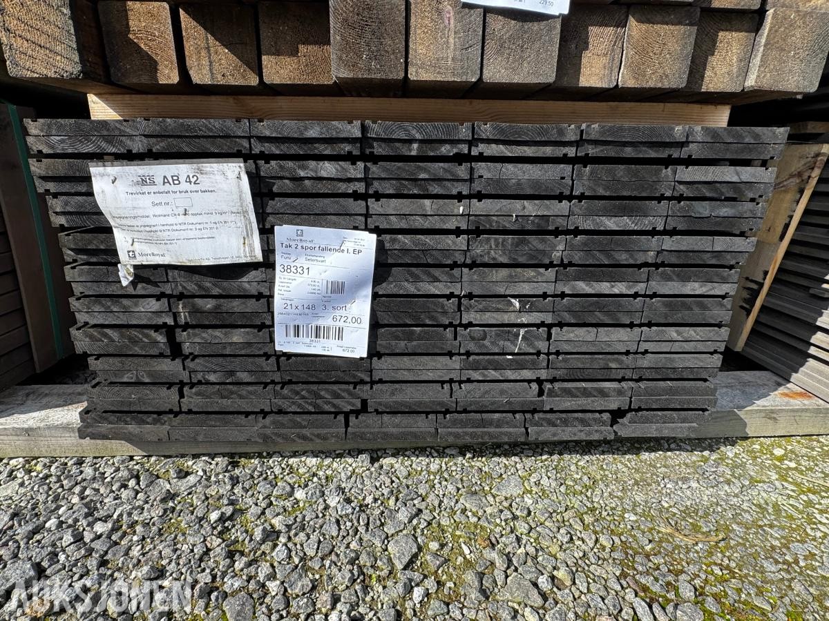 Royal impregnerte takbord - 2 spor - EP - Fallende lengder - Setersvart - Furu 21x148 - 1 pakke - Totalt 672 meter