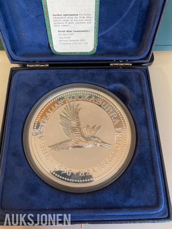 1996 The Australian Kookaburra , 1 kg rent sølv