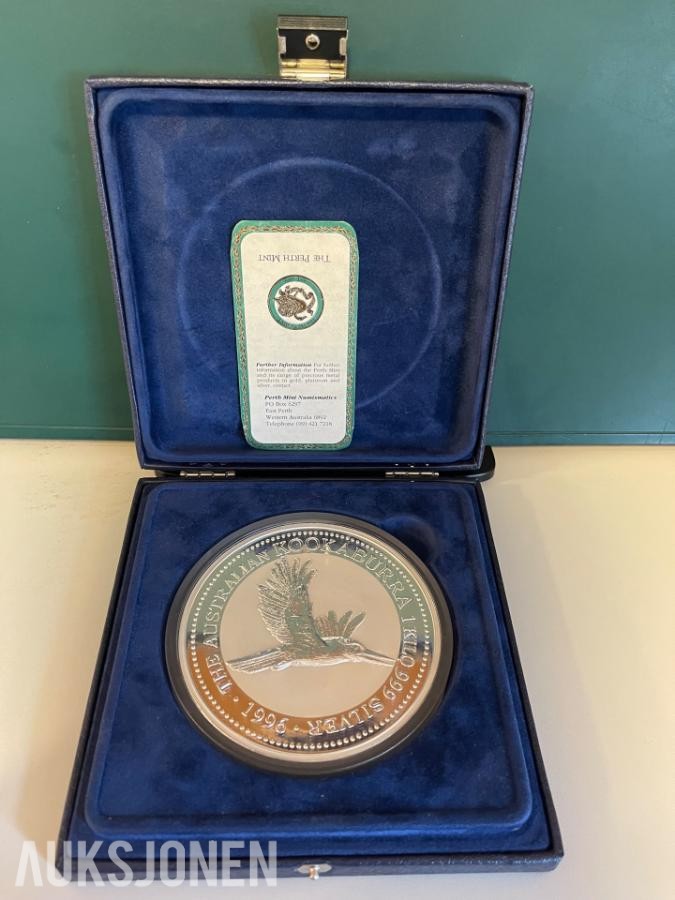 1996 The Australian Kookaburra , 1 kg rent sølv