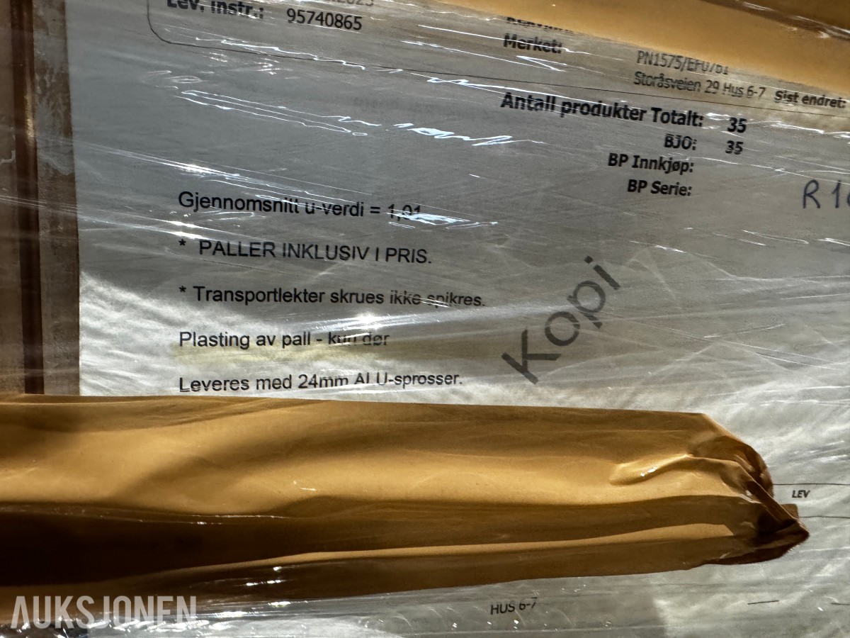 8 stk Norgesvinduet 3-lags energiglass 785x1385 mm liggende åpningsbart