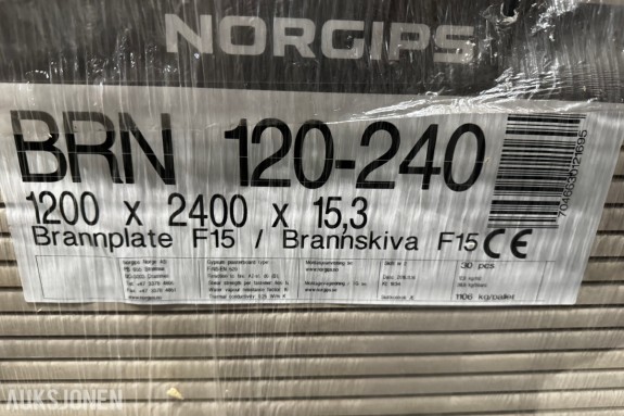 1 pakke Norgips brannplate 15,3x1200x2400 mm