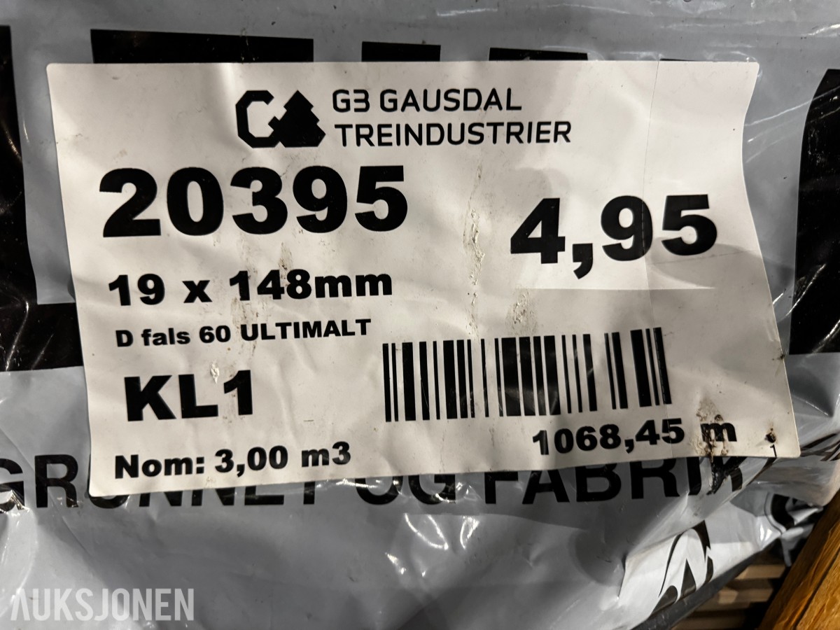 2 pakker kledning dobbeltfals 19x148 mm 1068 meter