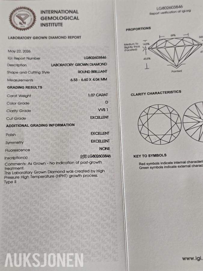 Matchet par: 2,14CT Lab-diamanter - D/VVS1 - Triple Excellent.