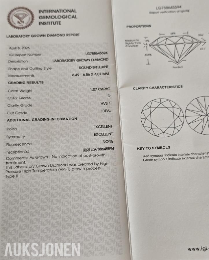 Matchet par: 2,14CT Lab-diamanter - D/VVS1 - Triple Excellent.