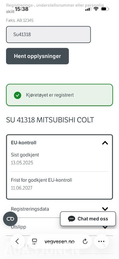 2007 Mitsubishi Colt Automat – EU til 06/2027 – registerkjede – sommer/vinterhjul – uten minstepris
