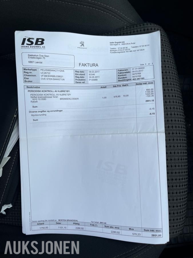 2011 Peugeot  508 1.6 111hk  automat s+v dekk eu ok 02.2027