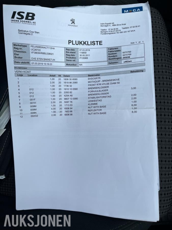 2011 Peugeot  508 1.6 111hk  automat s+v dekk eu ok 02.2027