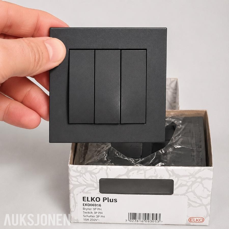 Stort parti ELKO Plus elektromateriell – 91 deler