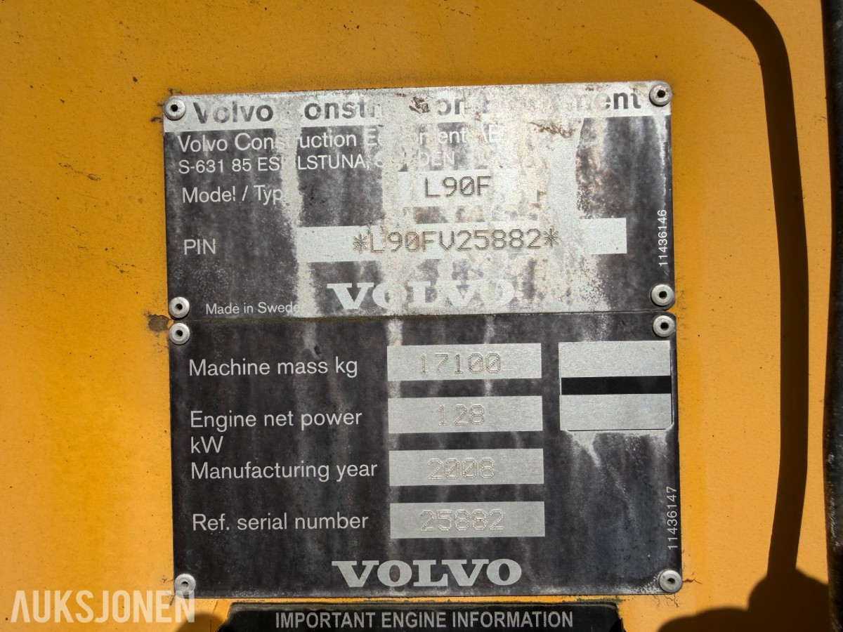 Volvo L90F Hjullaster m/Slagkraft 190 og 210 klippepanne