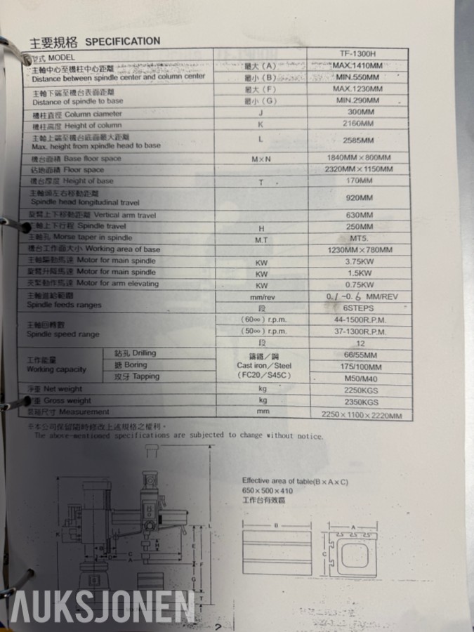 2002 Bemato RD-1300H radialboremaskin