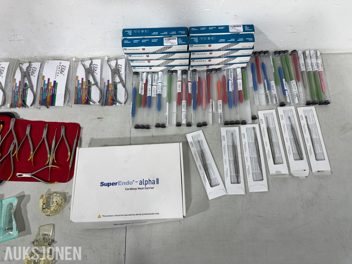 Stort parti Dental- og ortodontiinstrumenter – MEDESY, MedixDent, Elite Dental og SuperEndo