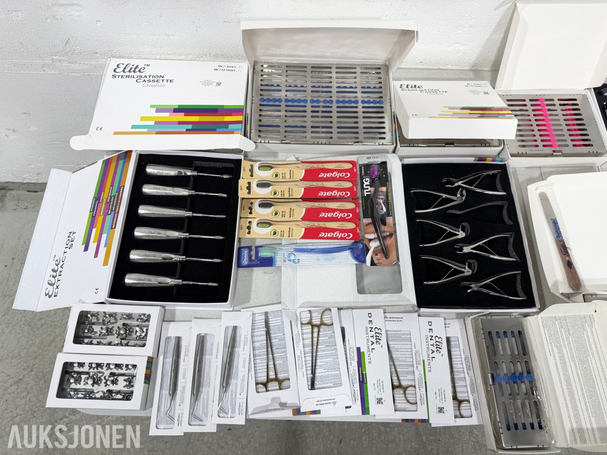 Stort parti MedixDent Elite dentalinstrumenter og ekstraksjonssett