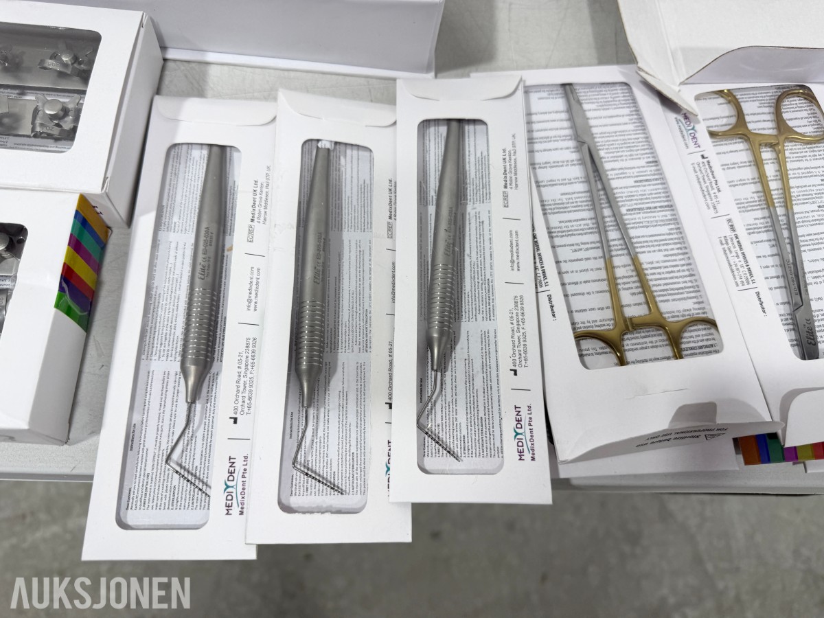 Stort parti MedixDent Elite dentalinstrumenter og ekstraksjonssett