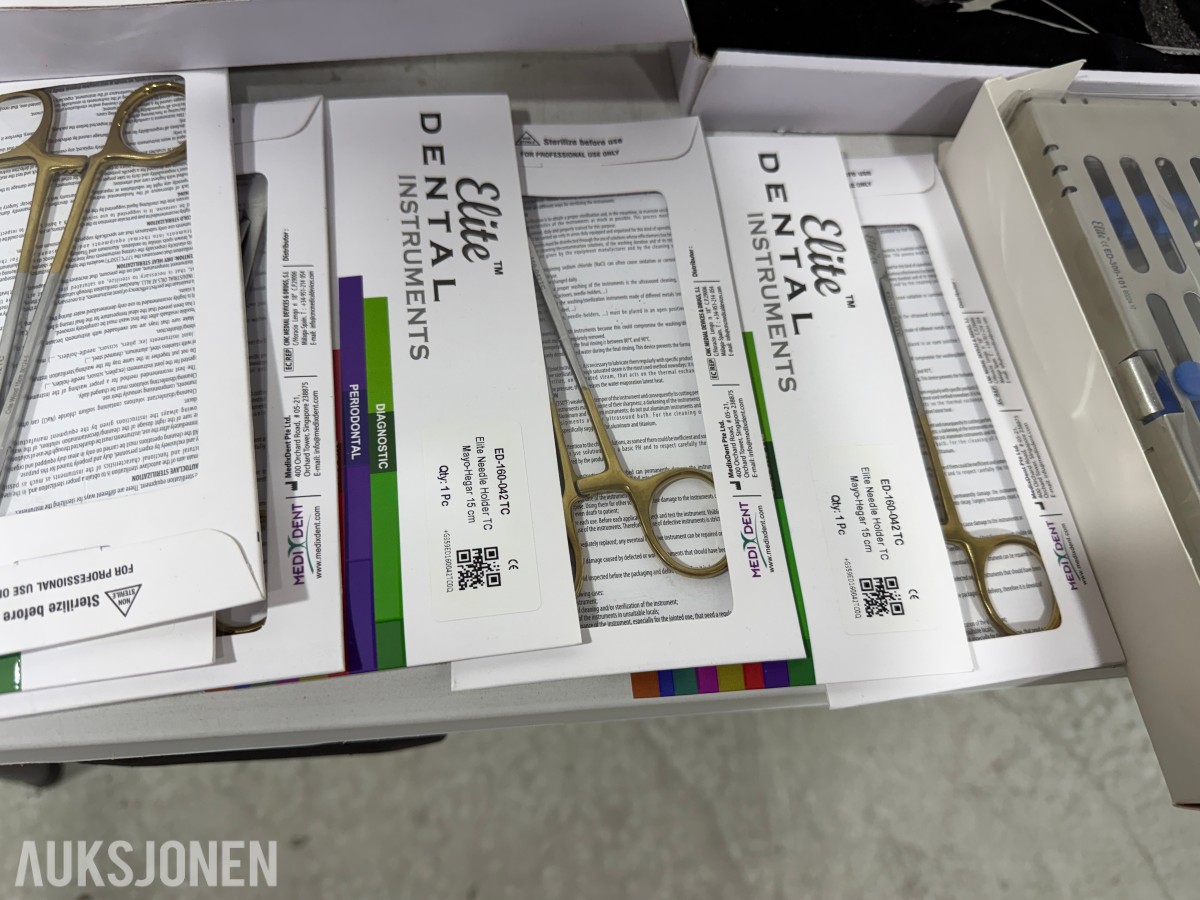 Stort parti MedixDent Elite dentalinstrumenter og ekstraksjonssett