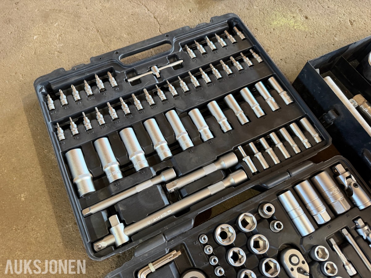 Verktøylott - Gjennomføringsnippelsett / Varmepistol / Torx-sett / Bor-sliper / 2x Skrallesett