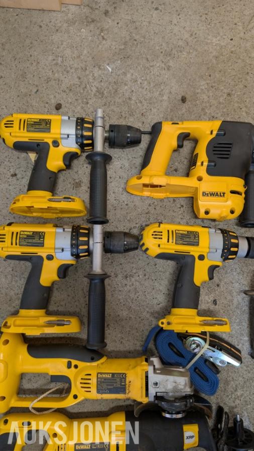 Stor samling med verktøy - dewalt, paslode, fine, +++