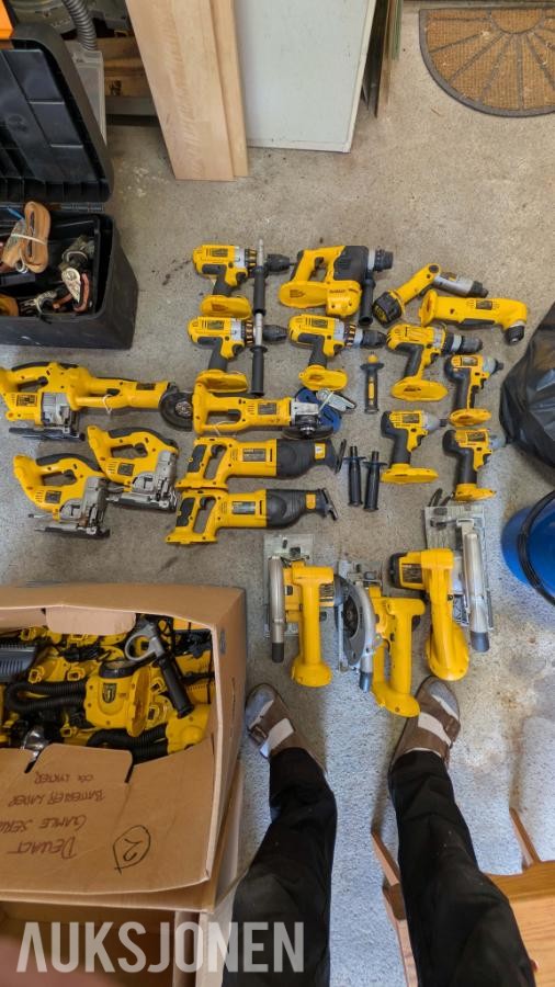Stor samling med verktøy - dewalt, paslode, fine, +++