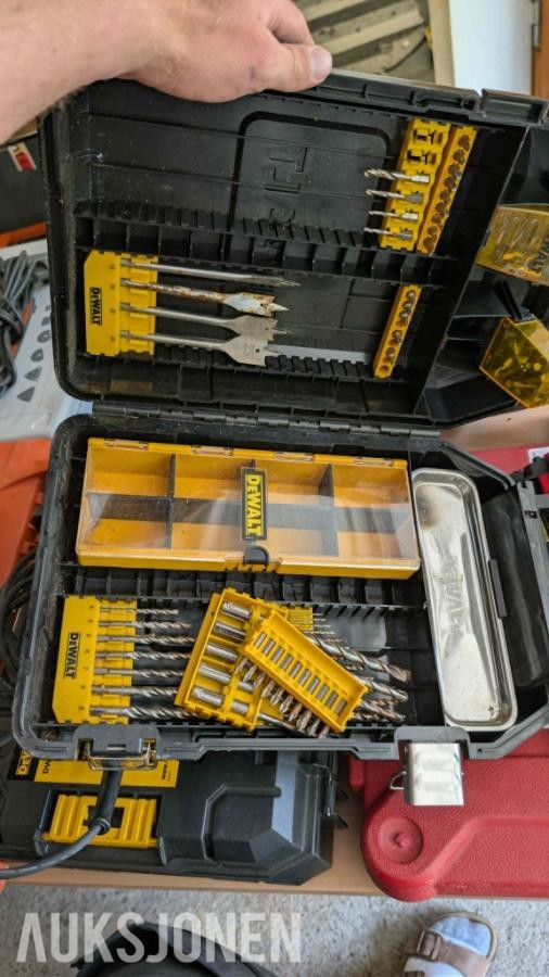 Stor samling med verktøy - dewalt, paslode, fine, +++