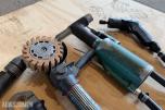 Diverse kvalitets-luftverktøy - 2xdrill, vinkelsliper, popnagletang, sliper