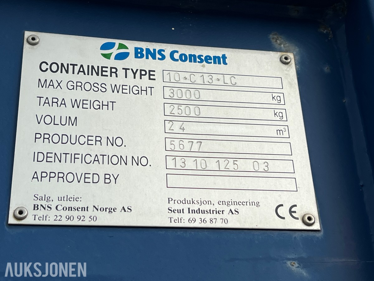 15 fot BNS 10-C13-LC sagcontainer med Ernex gjerdesag