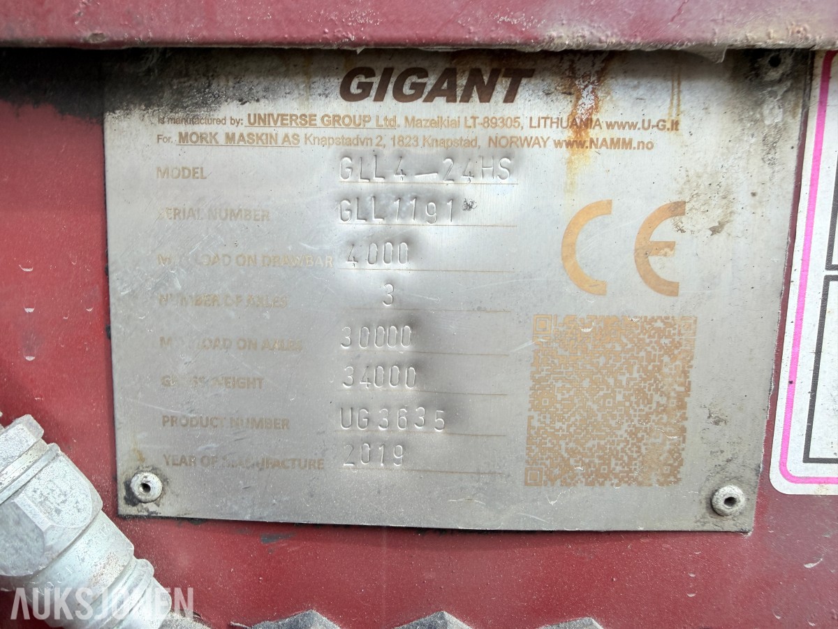 2019 GIGANT GLL4-24HS LAVLASTER - MASKINTRALLE - LUFTBREMSER