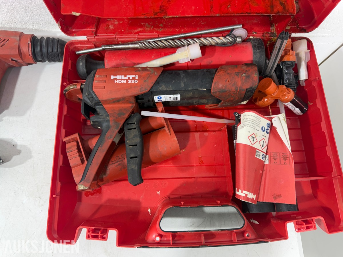 Stort parti Hilti batteriverktøy, batterier, ladere og festeverktøy 