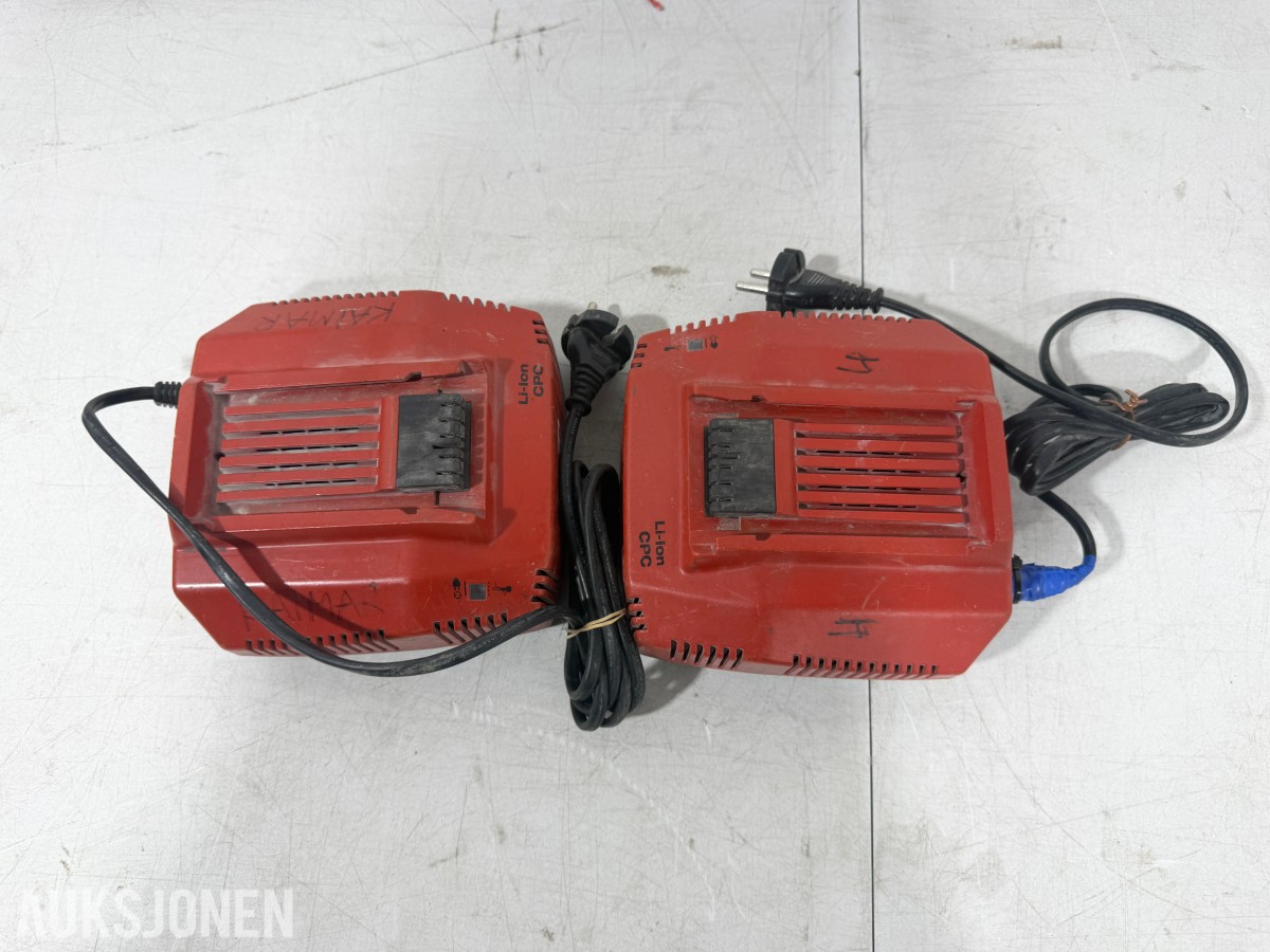 Stort parti Hilti batteriverktøy, batterier, ladere og festeverktøy 