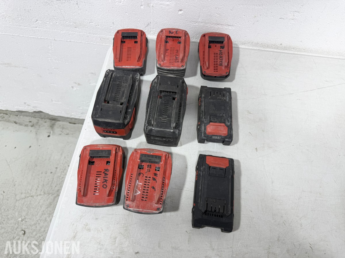 Stort parti Hilti batteriverktøy, batterier, ladere og festeverktøy 